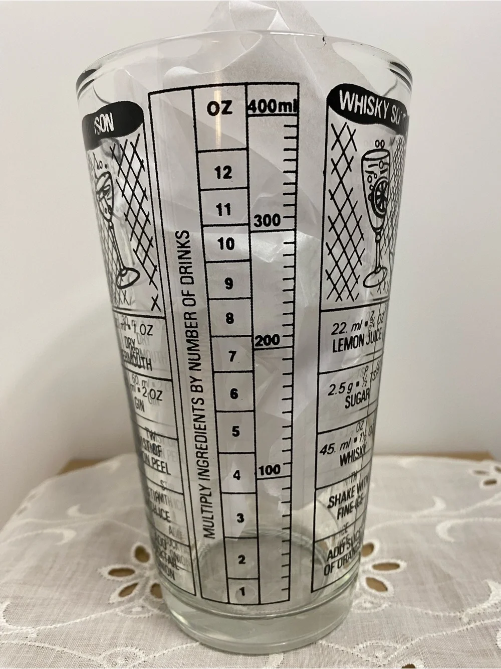 Vintage Glass Irvinware Cocktail Recipe Mixing MCM Barware 14 Oz USA